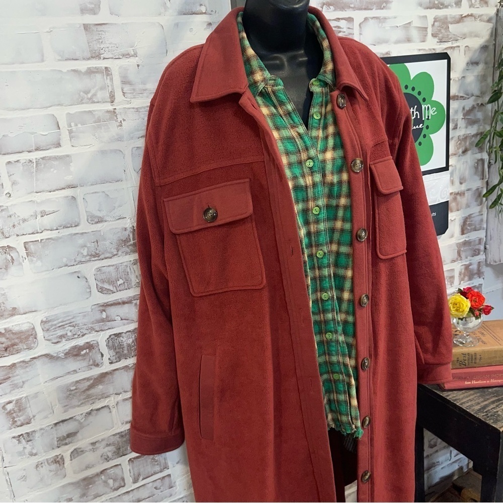 Women's Rust Red Button-Front Jacket - Picture 6 of 9